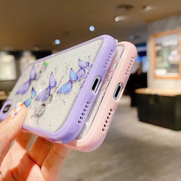 Bling Star Butterfly Suojakuori iPhone 12 Mini -puhelimelle - vaaleanpunainen Pink