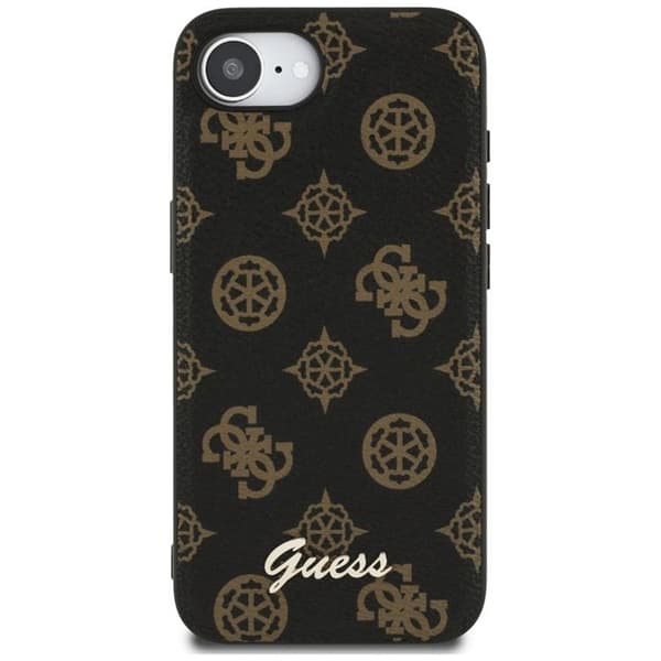 Guess Telefontaske til iPhone 16e MagSafe Peony Script Logo - Sort Svart