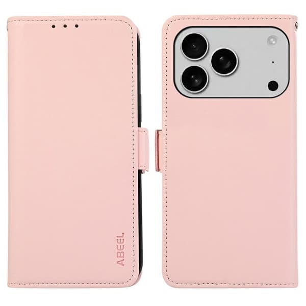 ABEEL Mobilskal till iPhone 17 Pro KonstLäder RFID-Skydd - Rosa