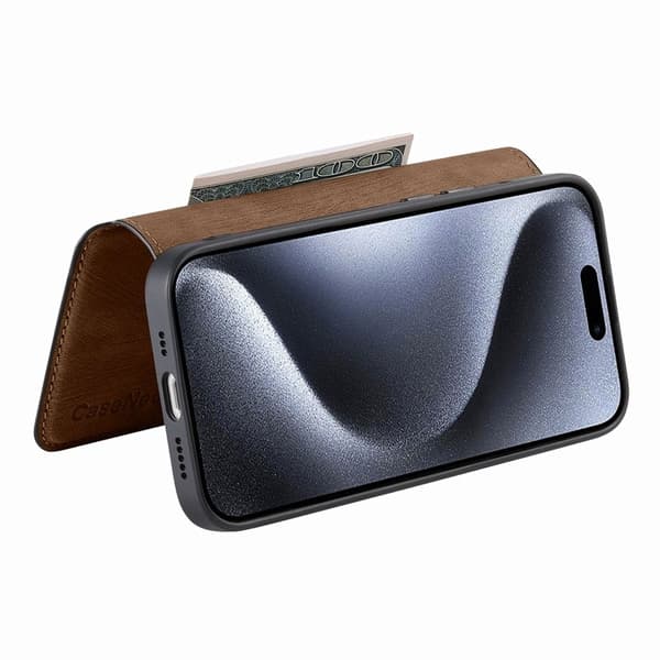 CASENEO MW-03 iPhone 14 Pro Plånboksfodral Konstläder - Brun