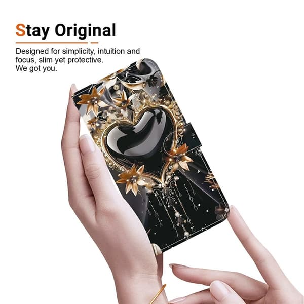 Sony Xperia 10 VII Konstläder Plånboksfodral Pattern Printing - Heart Svart