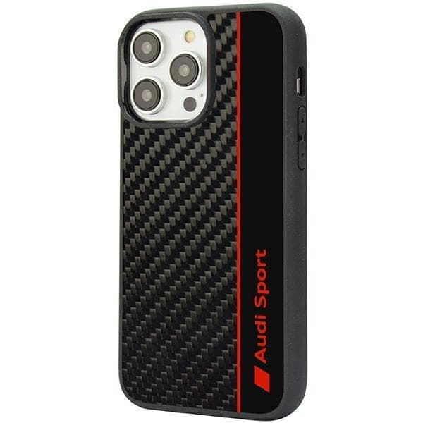 Audi iPhone 14 Pro Mobilskal Carbon Fiber Stripe - Sort Black