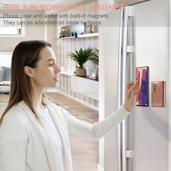 DG.MING M3 Series Plånboksfodral för Samsung Galaxy Note20 5G - Roséguld