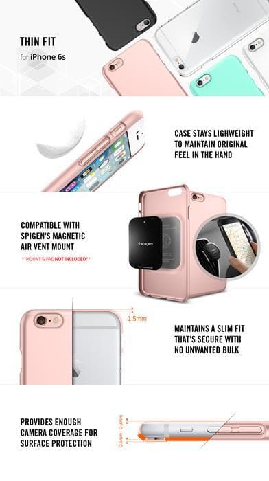 SPIGEN Ultra Thin Fit Skal till Apple iPhone 6/6S - Metallic Rose Rosa