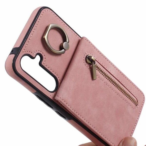 Galaxy S24 Mobilskal Kickstand Korthållare - Rosa