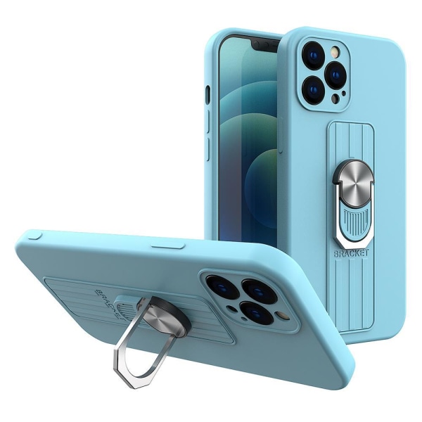 iPhone 12 mini cover med ringholder - lyseblå