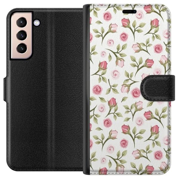Plånboksfodral till Samsung Galaxy S21 med Blommigt