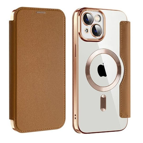 iPhone 14 Plus Magsafe Plånboksfodral RFID Flip - Brun Brun