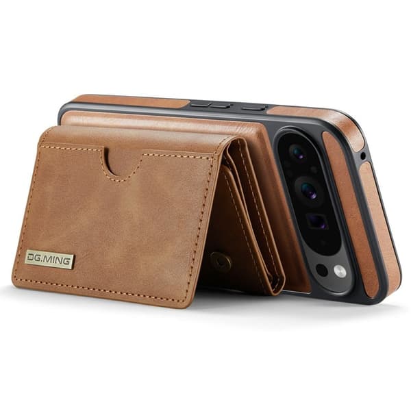 DG.MING M6 Series Konstläder Plånboksfodral för Google Pixel 9 Pro XL - Brun