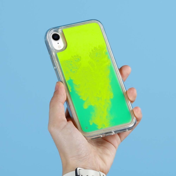 Liquid Neon Sand cover til iPhone XR - Grøn Green