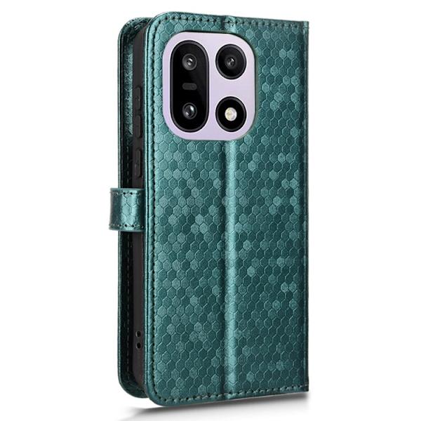 OnePlus 15 5G Konstläder Plånboksfodral Dot Pattern Imprint - Grön Grön
