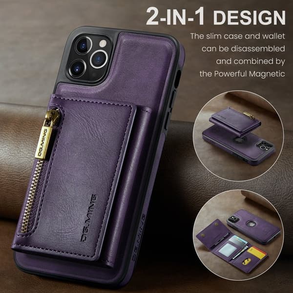 DG.MING M5 Series iPhone 11 Pro Max Plånboksfodral Konstläder Lila