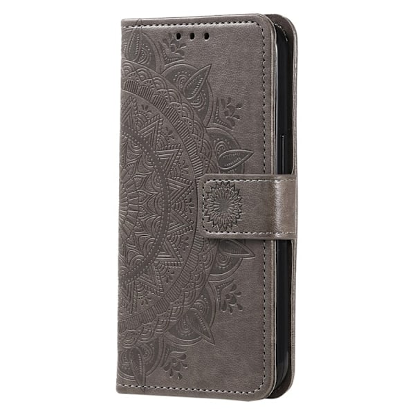 Galaxy A24 4G Plånboksfodral Imprinted Mandala Flower - Grå Grå