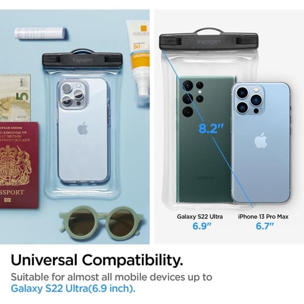Spigen Universala Vattentät Mobilväskor A610 - Crystal Clear Transparent