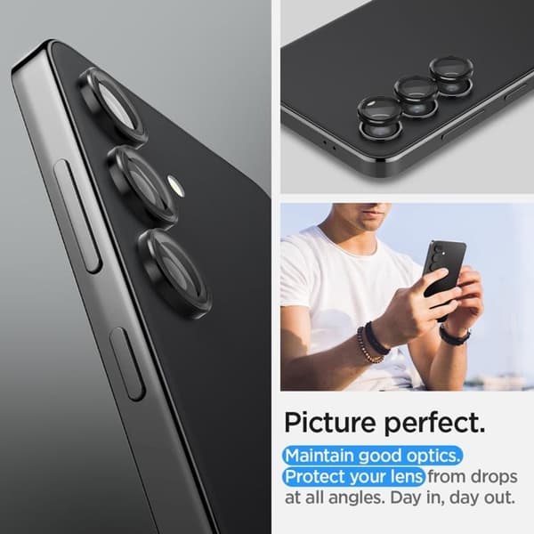 Spigen [2-Pack] Galaxy S23 FE Kameralinsskydd Härdat glas EZ-Fit Black