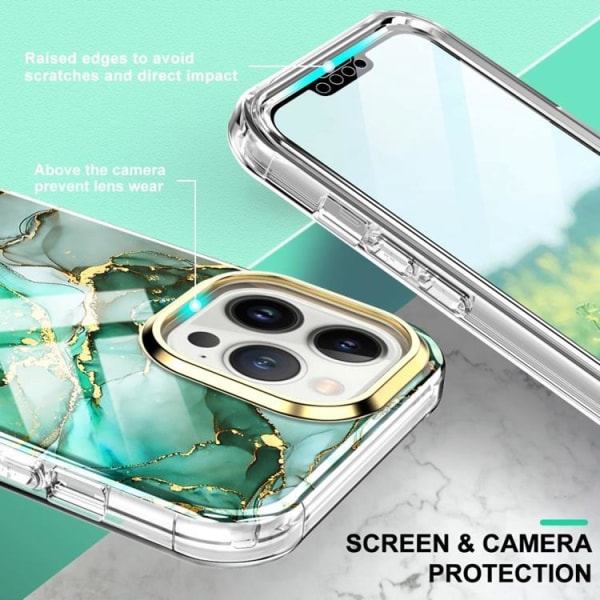iPhone 14 Pro Max Skal 360 Marble - Grön
