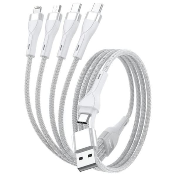 4smarts 4in1 USB-C Till USB-C/Lightning/Micro-USB Kabel 1.2m - Vit Vit
