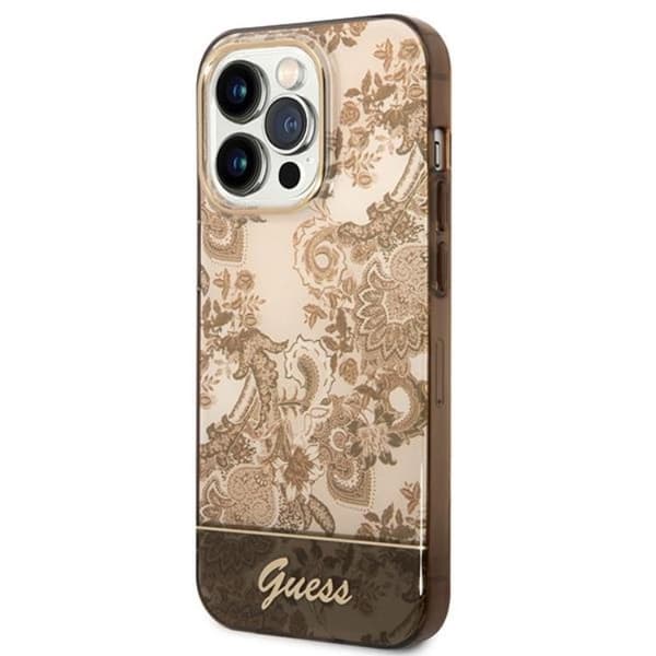 GUESS iPhone 14 Pro Max Skal Porcelain Collection - Ocher Brun