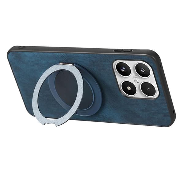 Mobilskal för Xiaomi 17 Retro Läder Rotating Kickstand Blå