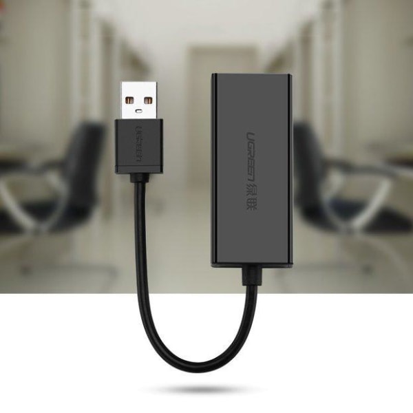UGrøn USB 2.0 100 Mbps Ethernet-adapter Sort Black