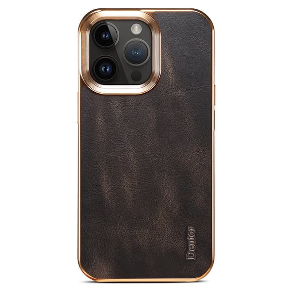 DENIOR Mobilskal till iPhone 16 Pro Max Äkta Läder Svart