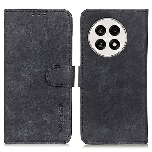 KHAZNEH OnePlus 13R 5G Plånboksfodral Konstläder Retro Textur - Svart