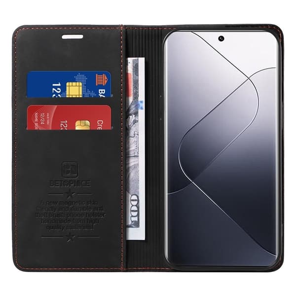 BETOPNICE 003 för Xiaomi 14 Pro Plånboksfodral Konstläder - Svart