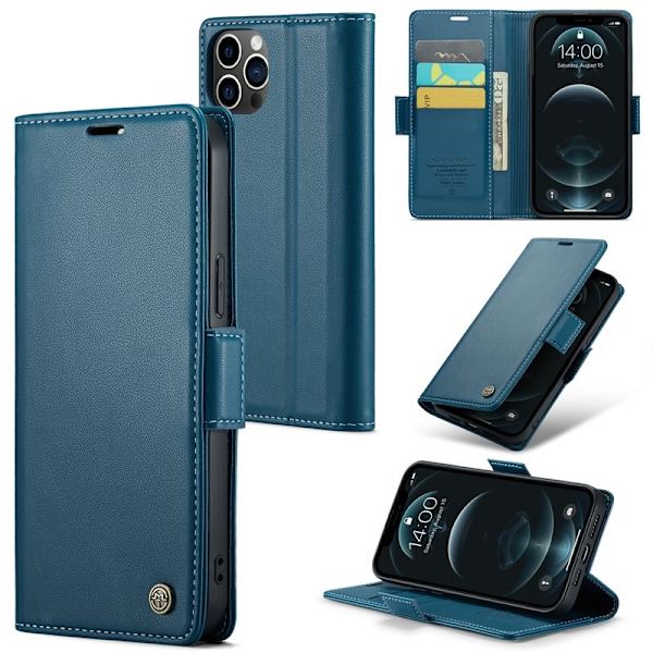 CASEME Plånboksfodral Konstläder för iPhone 12 Pro Max - Blå