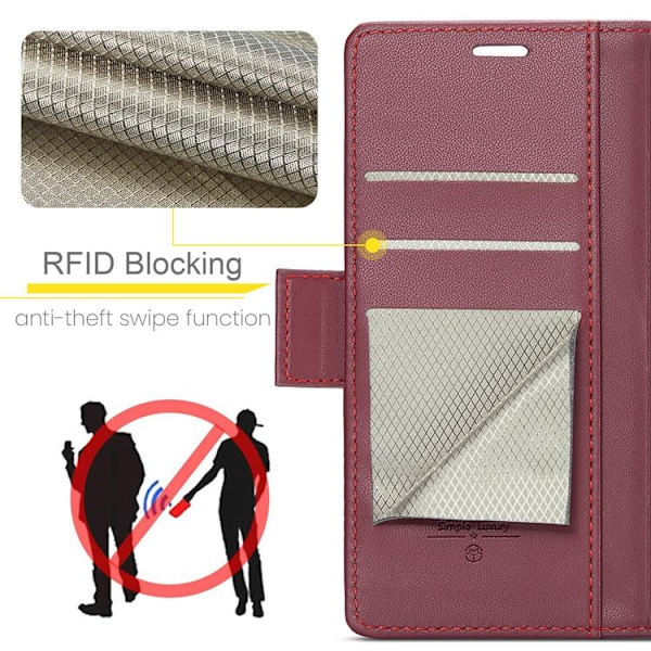 CASEME Galaxy S26 Plånboksfodral RFID Blocking Röd