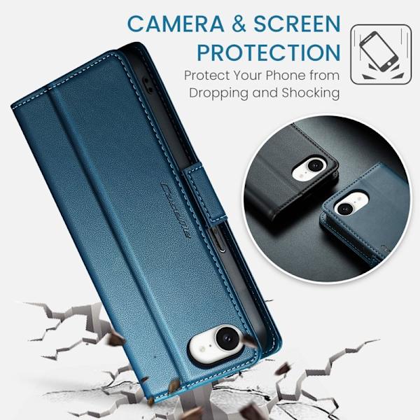 CASEME iPhone 16e Plånboksfodral Konstläder RFID-Skydd Blå