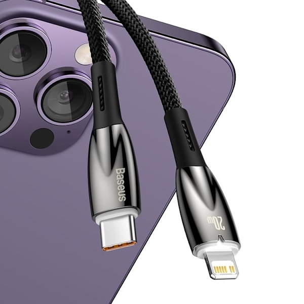 Baseus USB-C till Lightning kabel 20W 2m - Svart Svart