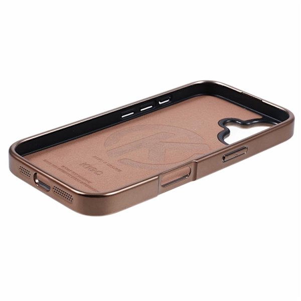 KIGC Mobilskal till iPhone 16 Electroplating PC + TPU + PU - Guld Guld
