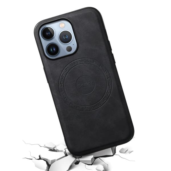 DENIOR A11 Mobilskal till iPhone 13 Pro Max Läder + PC + TPU Svart