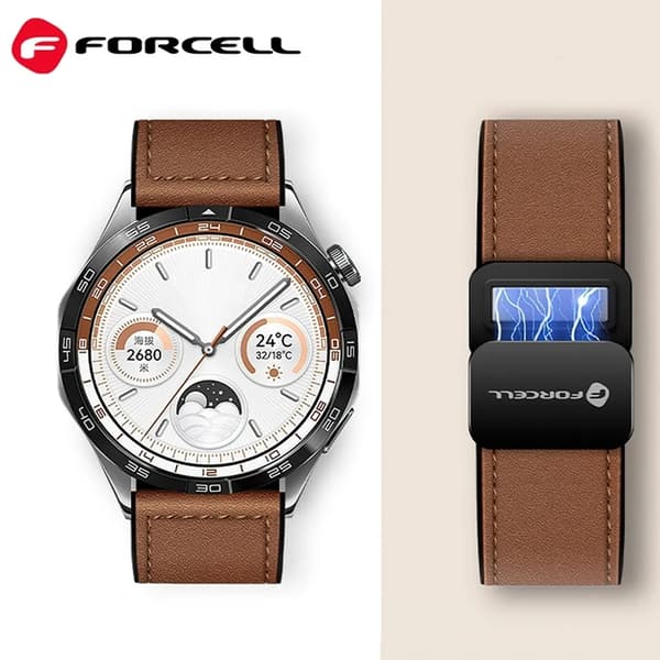 Forcell Galaxy Watch 20mm Armbånd Magnetisk - Brun Brun