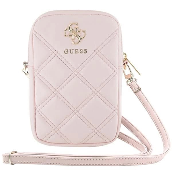 Guess Mobilväska Zip Quilted 4G - Rosa Rosa