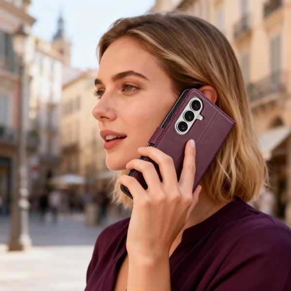 Tech-Protect Plånboksfodral För Galaxy A57 5G - Mulberry Vinröd
