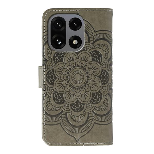 OnePlus 15 5G Konstläder Plånboksfodral Mandala Imprint Rhinestone - Grå Grå