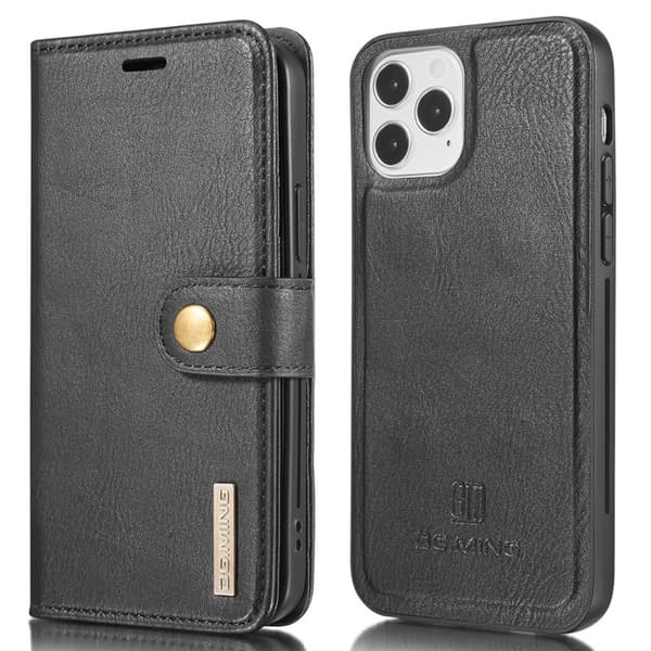 DG.MING iPhone 13 Plånboksfodral Full Protection Äkta läder Svart