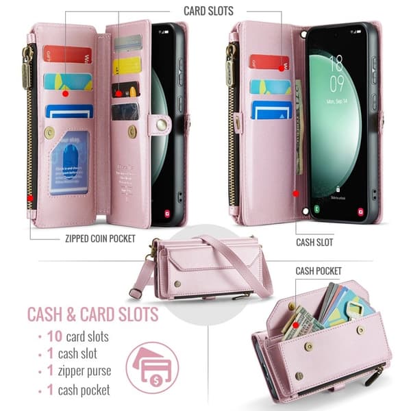 CASEME Plånboksfodral Konstläder för Samsung Galaxy S23 FE - Rosa