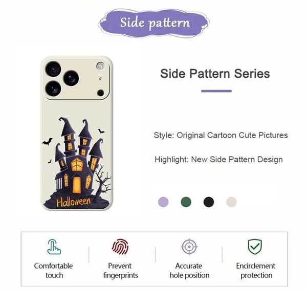 Mobilskal till iPhone 17 Pro med Halloween Castle Pattern TPU - Lila Lila