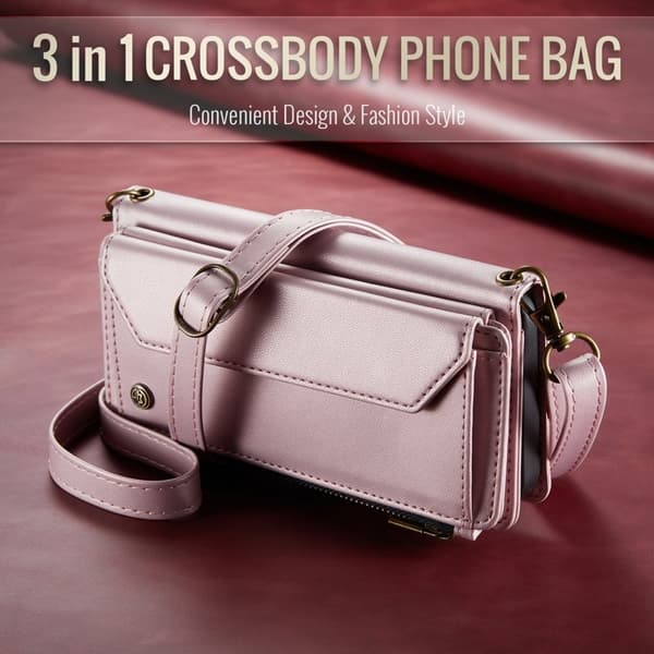 CASEME iPhone 11 Plånboksfodral Konstläder med Dragkedja - Rosa
