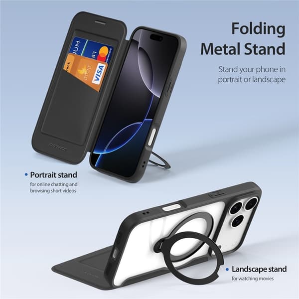Dux Ducis iPhone 17 Pro Max Plånboksfodral MagSafe Skin X Pro Svart