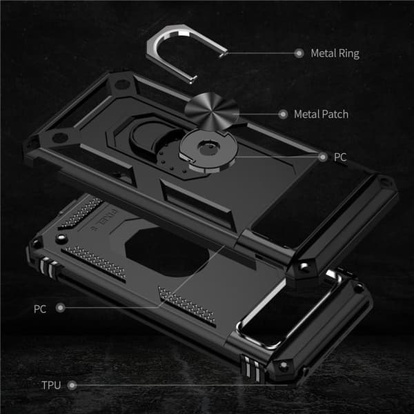 Google Pixel 8 Mobilcover Ringholder Kickstand - Sort Black