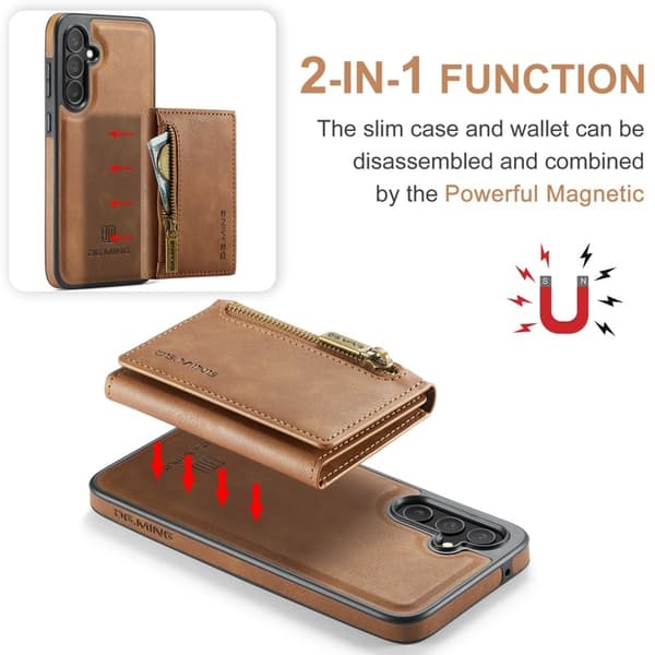 DG.MING Samsung Galaxy S23 FE Konstläder Plånboksfodral Magnetisk Brun