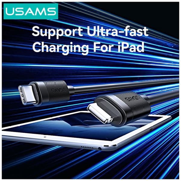 USAMS USB-C til Lightning 30W Kabel 1m U94 - Sort Svart