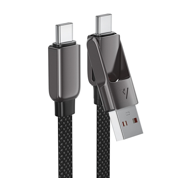 Acefast USB-C - USB-A - USB-C 3A Kabel 0,2 m 480 MB/s Sort Svart