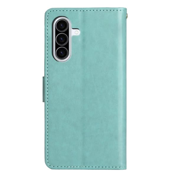 Samsung Galaxy A57 Plånboksfodral Konstläder Blomma Prägling - Blå