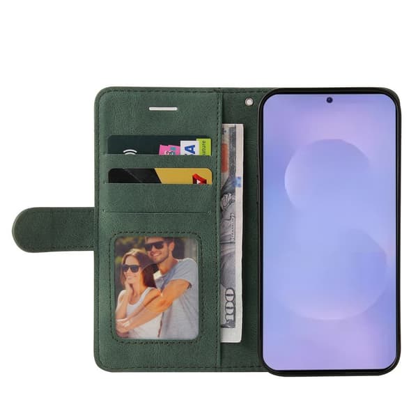 Plånboksfodral för Samsung Galaxy S26 Plus Konstläder Ställ - Grön