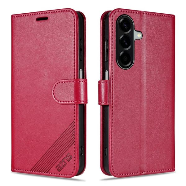 AZNS Samsung Galaxy S25 FE Plånboksfodral Anti-Scratch Konstläder - Röd