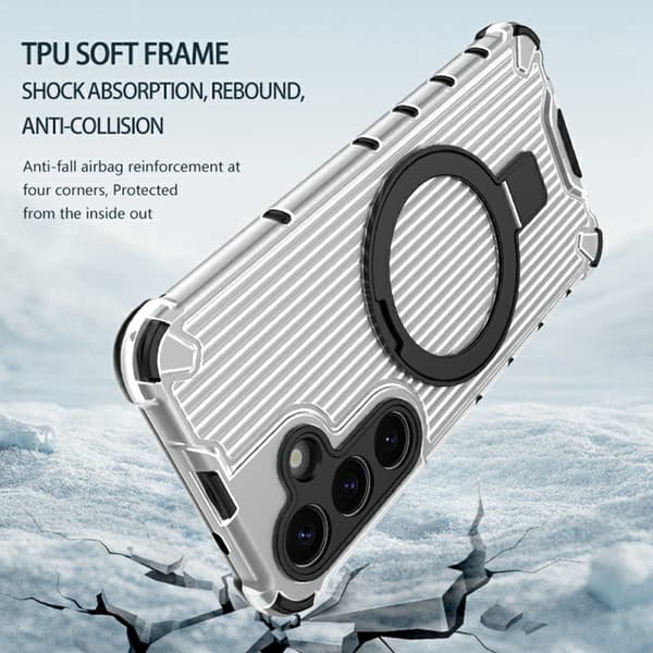 Mobilskal för Samsung Galaxy S26 Magnetiskt PC + TPU med Kickstand - Grå